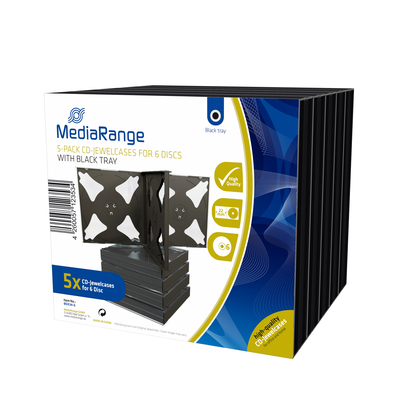 Product Θήκη CD/DVD MediaRange for 6 discs 22mm Black Pack 5 (MRBOX34-6) base image