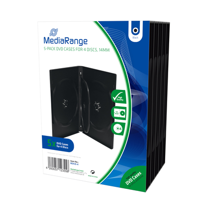 Product Θήκη CD/DVD MediaRange for 4 discs 14mm Black Pack 5 (MRBOX35-4) base image