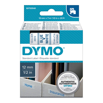 Product Ταινία Ετικετογράφου Dymo Standard 45014 12 mm x 7 m (Μπλέ Γράμματα σε Λευκό Φόντο) base image