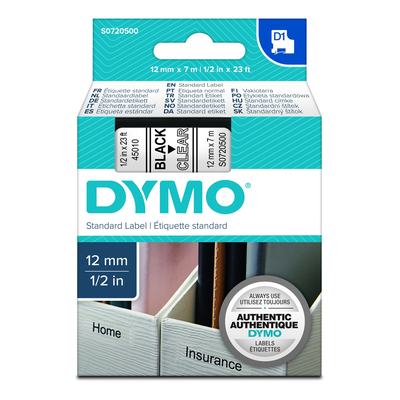 Product Ταινία Ετικετογράφου Dymo Standard 45019 12 mm x 7 m (Μαύρα Γράμματα σε Πράσινο Φόντο) base image