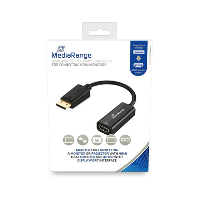 Product Αντάπτορας HDMI MediaRange to DisplayPort converter, gold-plated, 15cm, black base image