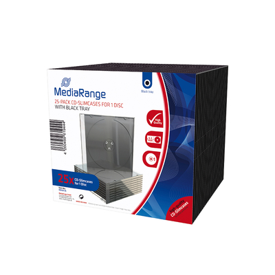 Product Θήκη CD/DVD MediaRange 25-Pack CD Slimcases for 1 Disc with black tray (MRBOX32-25) base image