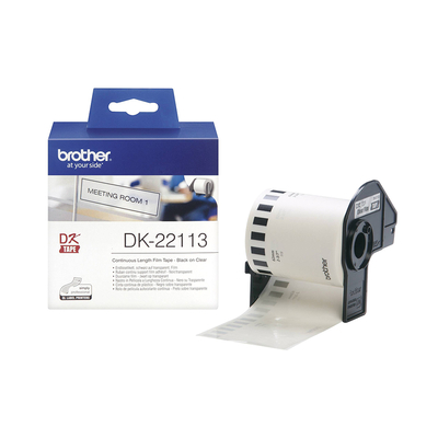 Product Ταινίες Ετικετογράφου Brother DK-22113 Continuous Film Label Roll  Black on Clear, 62mm base image