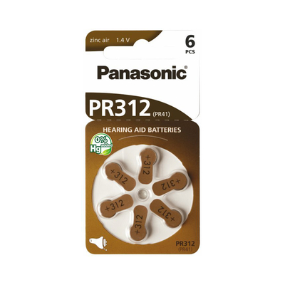 Product Μπαταρίες Ακουστικών Βαρηκοΐας Panasonic PR312 1.4V (PR312L/6DC) base image