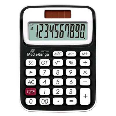 Product Αριθμομηχανή MediaRange Compact with 10-digit LCD, solar and battey-powered, black/white base image