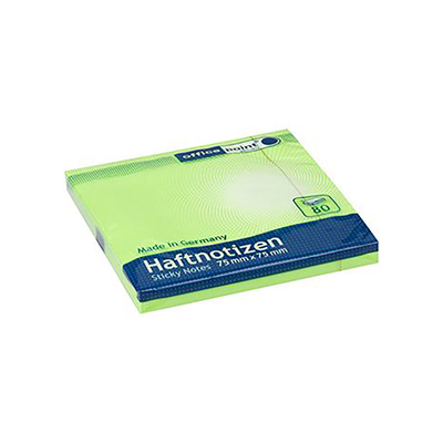 Product Αυτοκόλλητες Σημειώσεις Officepoint 75Χ75, 80φ., neon πράσινες (MAG-5527500-64) base image