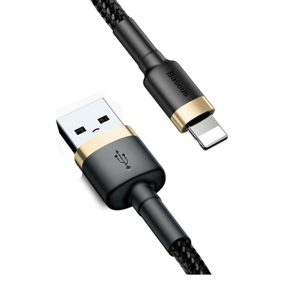 Product Καλώδιο USB Baseus Lightning Cafule 2A, 3m Gold/Black (CALKLF-RV1) base image