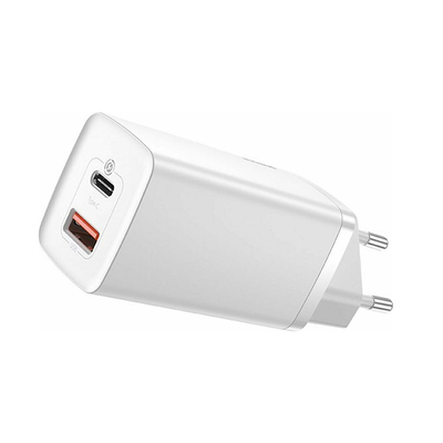 Product Φορτιστής Πρίζας Baseus με Θύρα USB-A και Θύρα USB-C Λευκός (CCGAN2L-B02) base image