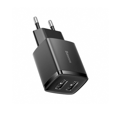 Product Φορτιστής Πρίζας Baseus με 2 Θύρες USB-A 10.5W Μαύρος (CCXJ010201) base image