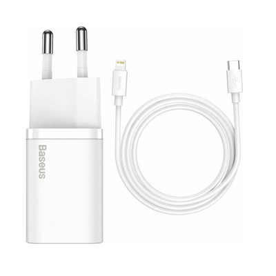 Product Φορτιστής Πρίζας Baseus με Θύρα USB-C και Καλώδιο Lightning 20W Power Delivery Λευκός base image