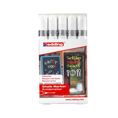 Product Μαρκαδόροι Edding Chalk Marker 4095 Μαυροπίνακα Υγρής Κιμωλίας Σετ 5 τεμαχίων Ασπρο base image