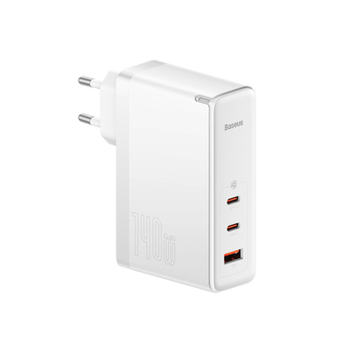 Product Φορτιστής Πρίζας Baseus με Θύρα USB-A και 2 Θύρες USB-C 140W Λευκός (GaN5 Pro) base image