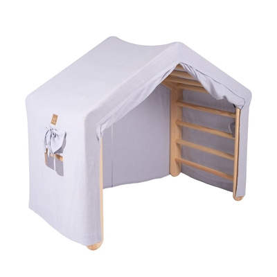 Product Σκάλα από Ξύλο MeowBaby 112x61x94 cm Indoor Traingle with Tent. Wood, Linen, Viscose, Gray and Blue base image