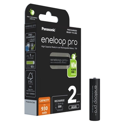 Product Επαναφορτιζόμενες Μπαταρίες Panasonic Eneloop Pro AAA Ni-MH 930mAh 1.2V 2τμχ (9719105) base image