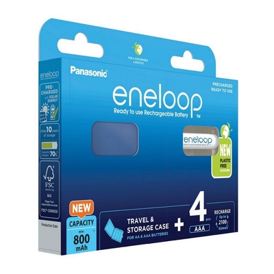 Product Επαναφορτιζόμενες Μπαταρίες Panasonic Eneloop & Storage Case AAA Ni-MH 800mAh 1.2V 4τμχ base image