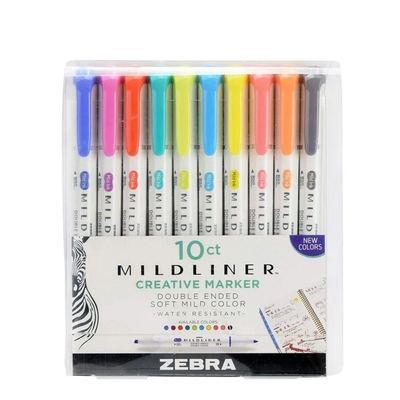 Product Μαρκαδόροι Zebra Mildliner Double Ended Creative Marker Bold & Fine Point 10 Pack base image