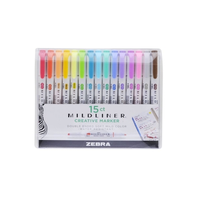 Product Μαρκαδόροι Zebra Mildliner Double Ended Marker Bold & Fine Point 15 Pack Soft & Mild base image
