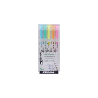 Product Μαρκαδόροι Zebra Mildliner Double Ended Creative Marker Bold & Fine Point 5 Pack Fluorescent base image