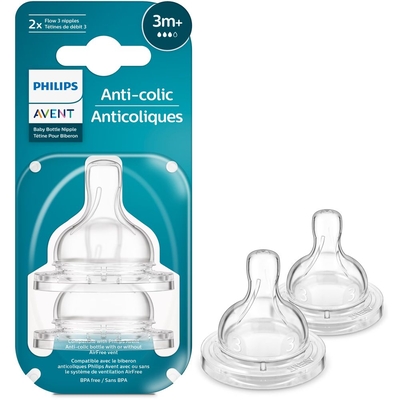 Product Θηλές Philips από Σιλικόνη Baby Bottle Flow 3 Nipple 2τμχ (SCY763/02) base image