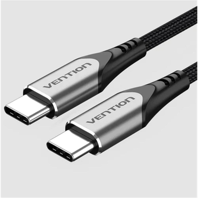 Product Καλώδιο USB Vention Nylon Braided Type-C to Type-C 3A/PD 60W 1M Gray Aluminum base image