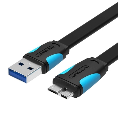 Product Καλώδιο USB Vention Flat 3.0 A Male to Micro B Male 1.5M Black base image