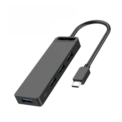 Product USB Hub Vention Type-C to 4-Port 3.0 with Power Supply Black 1M ABS Type base image