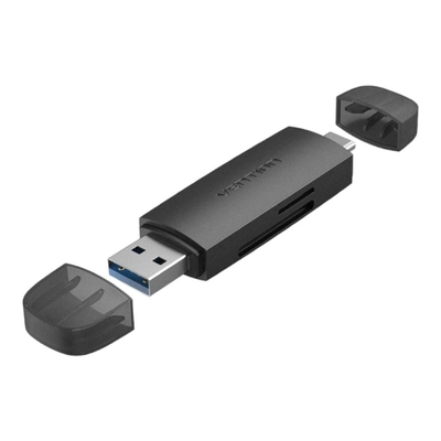Product Card Reader Vention 2 in 1 USB 3.0 A / Type-C Black Dual Drive Letter base image