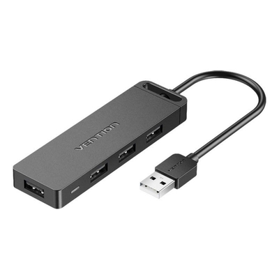Product USB Hub Vention 4-Port 2.0 with Power Supply 0.15M Black base image