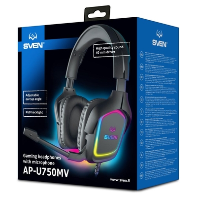 Product Headphones Sven Gaming With Microphone AP-U750MV Black base image