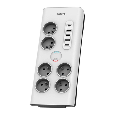 Product Πολύπριζο με USB Philips 6 Θέσεων 2m Λευκό (PHISPN7060WA-60) base image