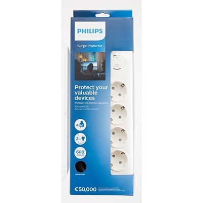 Product Πολύπριζο Ασφαλείας Philips με Καλώδιο 2m Λευκό (PHISPN7040WA-60) base image