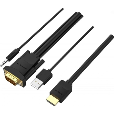 Product Καλώδιο HDMI Vention to VGA with Output & USB Power Supply 2M Black (ABIBH) base image