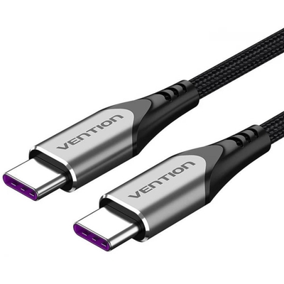 Product Καλώδιο USB Vention Nylon Braided Type-C to Type-C 5A/PD 100W 2M Gray Aluminum (TAEHH) base image
