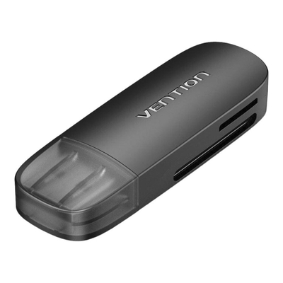 Product Card Reader VENTION 2 in 1 USB 3.0 Type-C (SD+TF) Black Dual Drive Letter (CLHB0) (VENCLHB0) base image