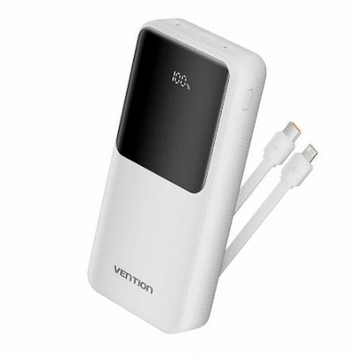 Product Φορητή Μπαταρία VENTION 20.000mAh with Built-In Type-C and Lightning Cables 22.5W White Led Display Type (FHPW0) (VENFHPW0) base image