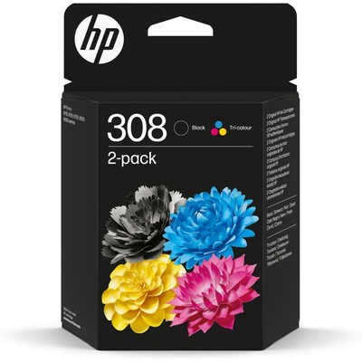 Product Μελάνι HP Inkjet No.308 2-Pack Black/Tri-Color (6L6S6UE) (HP6L6S6UE) base image