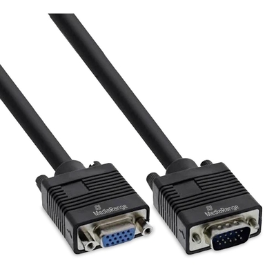 Product Καλώδιο VGA MediaRange VGA extension cable, VGA (HD15) plug to socket, 2m Length, Black (MRCS249) base image