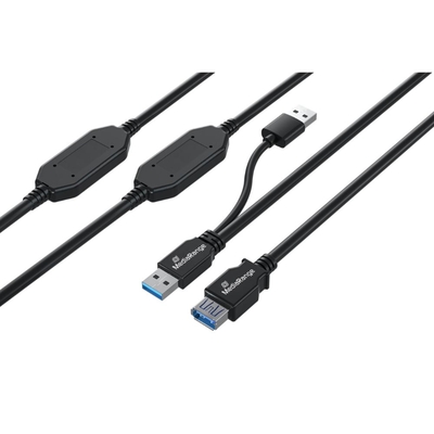 Product Καλώδιο USB MediaRange Active 2x Plug to 1x USB-A Socket, 2x Repeater, USB 3.0, 15m, Black (MRCS244) base image