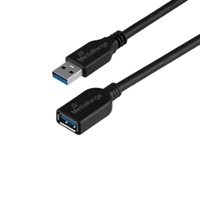 Product Καλώδιο USB MediaRange  Plug to USB-A Socket, USB 3.0, 5 GB/s Data Transfer Rate, 5m, Black (MRCS241) base image