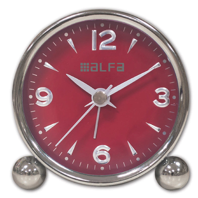 Product Ρολόι Επιτραπέζιο Alfaone AM03 Αναλογικό Αθόρυβο Μεταλλικό Chrome-Κόκκινο base image