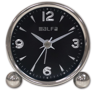 Product Ρολόι Επιτραπέζιο Alfaone AM03 Αναλογικό Αθόρυβο Μεταλλικό Chrome-Μαύρο base image