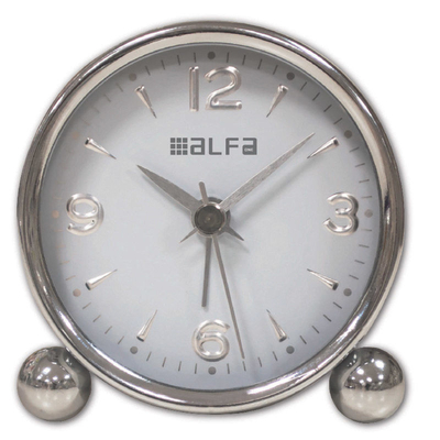 Product Ρολόι Επιτραπέζιο Alfaone AM03 Αναλογικό Αθόρυβο Μεταλλικό Chrome-Λευκό base image