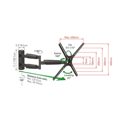 Product Βάση Τηλεόρασης Τοίχου Barkan BM343XL 13" - 65" με Βραχίονα και Κλίση base image