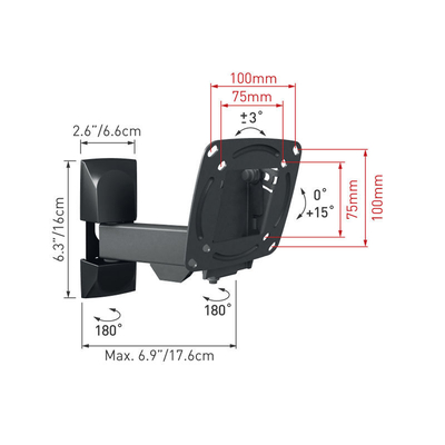 Product Βάση Τηλεόρασης Τοίχου Barkan E130.B 13" - 29" με Βραχίονα και Κλίση base image