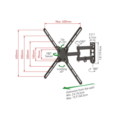 Product Βάση Τηλεόρασης Τοίχου Barkan E3433 13" - 65" με Βραχίονα και Κλίση base image