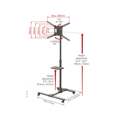 Product Βάση Τηλεόρασης Δαπέδου Barkan SW411H 13" - 83" με Κλίση και Ροδάκια base image