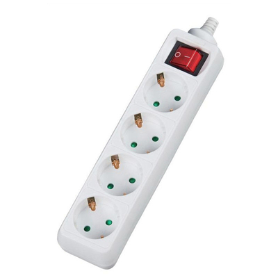 Product Πολύπριζο Alfaone V04BK 4 θέσεις με διακόπτη 3Χ1,5mm 1,5m Λευκό base image