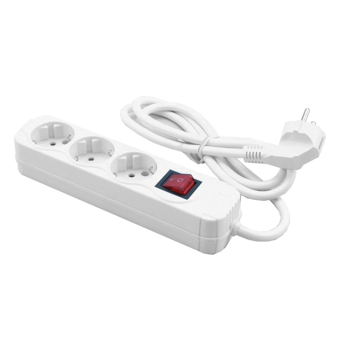 Πολύπριζο Ασφαλείας MediaRange 3 Θέσεων Schuko 1.4M Λευκό με Διακόπτη (MRCS205)