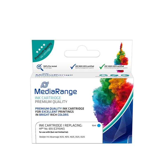 Μελάνι Συμβατό Inkjet MediaRange για Εκτυπωτές HP (Cyan) (No.655) (CZ110AE)