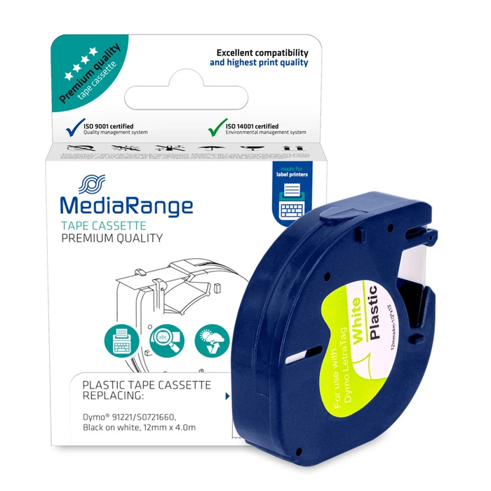 Πλαστική Ταινία Ετικετογράφου MediaRange (Dymo 91221/S0721660) 12 mm x 4 m